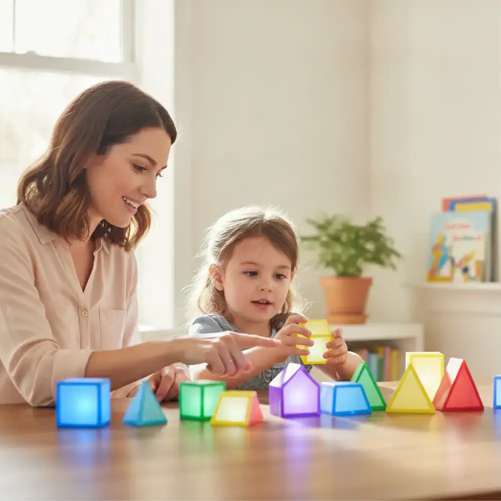 Parent and child learning together with BrightLetters